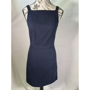 J. Crew Navy Blue Eyelet Apron Midi‎ Dress size 00
